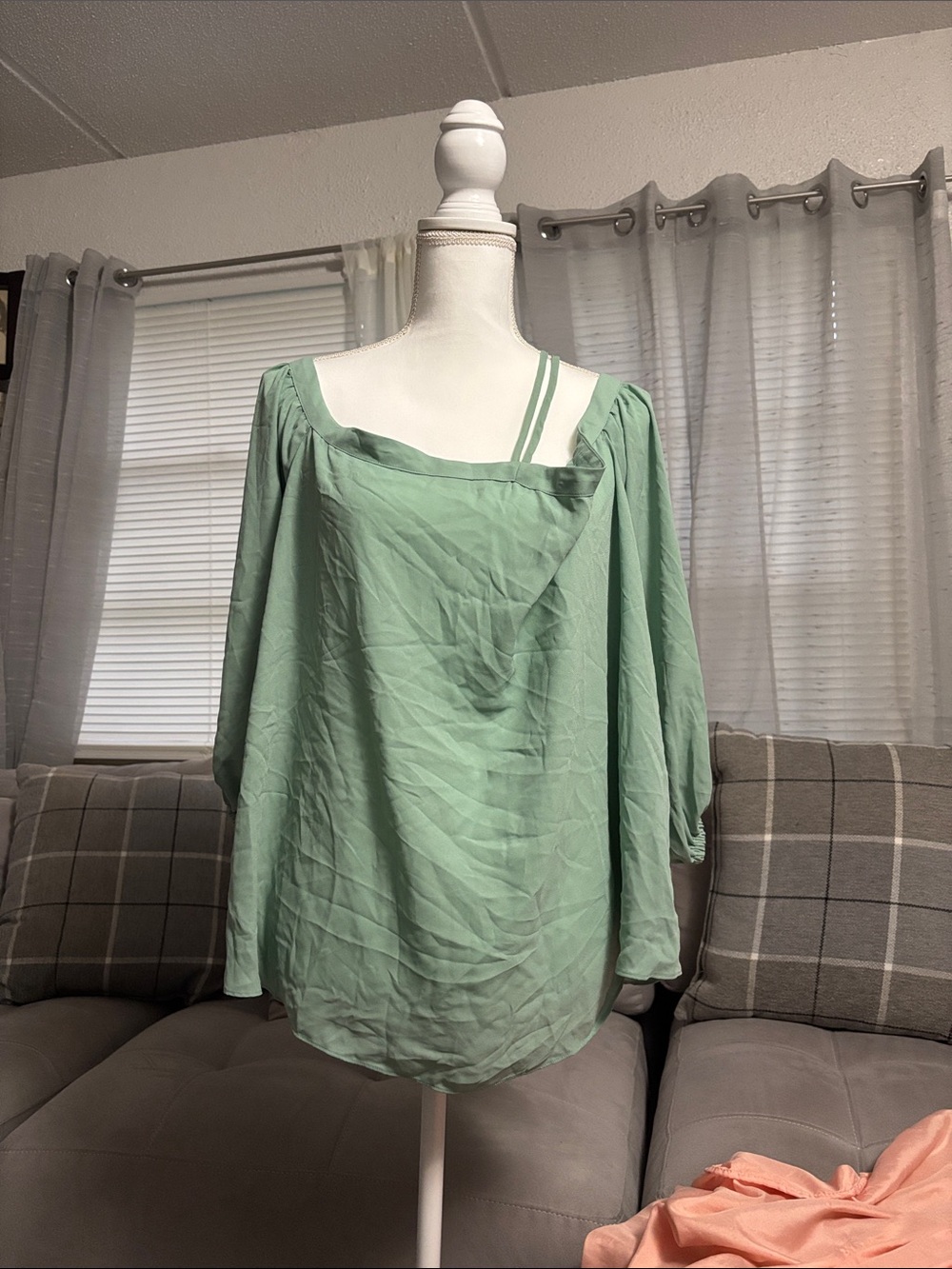 Eloquii Mint Green Off-Shoulder Blouse